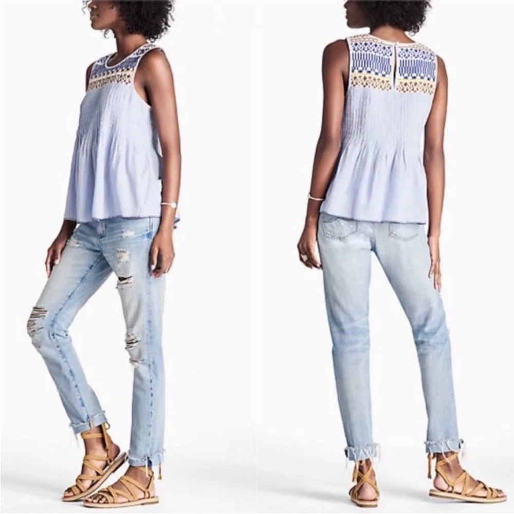 Lucky Brand 100% Cotton Sleeveless Embroidered Top – Size Medium - Picture 3 of 8